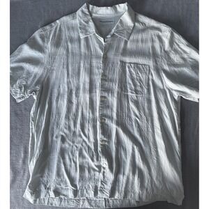 Tommy Bahama Shirt Men's XL Mint/Green 100% Silk Short Sleeve Hawaiian Button